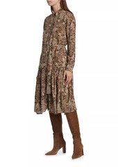 Kobi Halperin Snakeskin Belted Midi-Dress