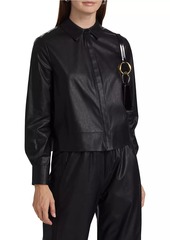 Kobi Halperin Westie Faux Leather Button-Up Blouse