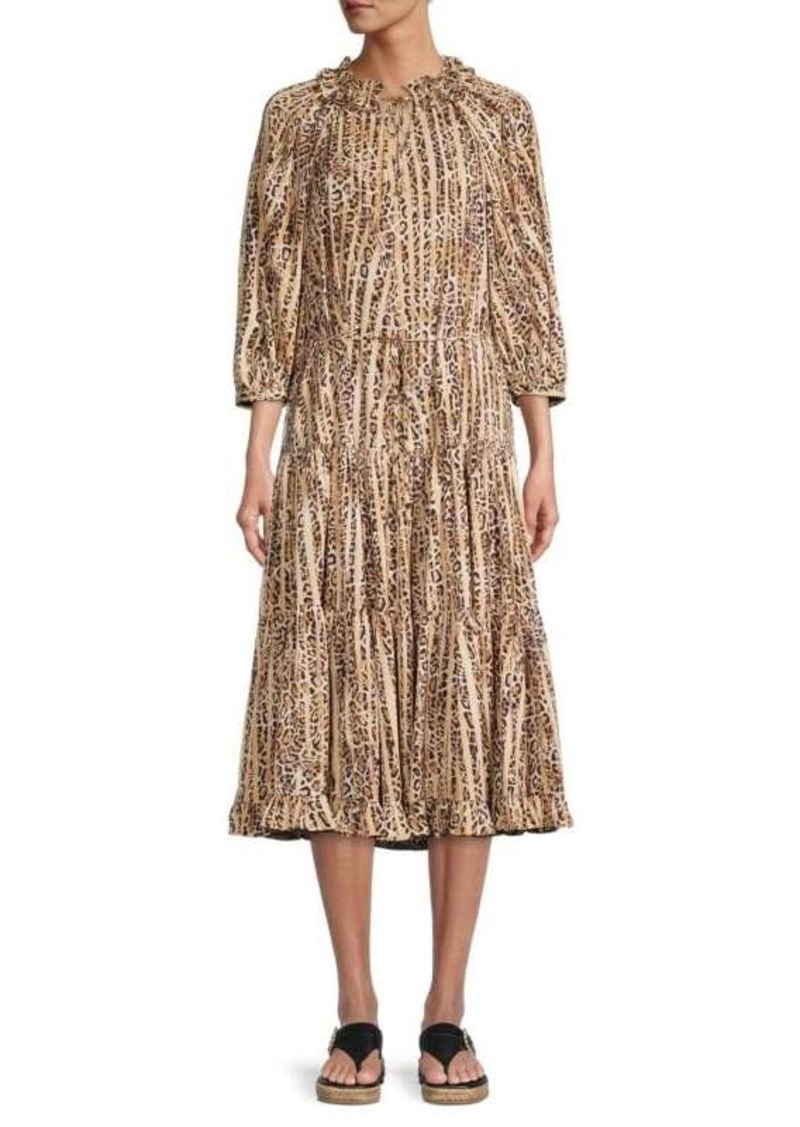 Kobi Halperin Whistler Animal Print Midi Dress