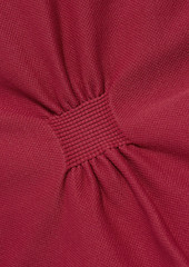Koral - Roxy cropped ruched mesh-paneled sports bra - Burgundy - S