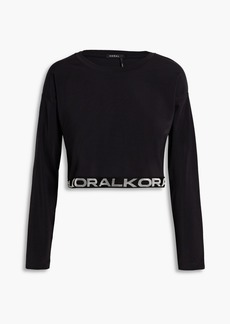 Koral - Valor appliquéd cropped jersey top - Black - S