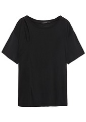 Koral Woman Fluid Naturae Cutout Tencel And Linen-blend T-shirt Black