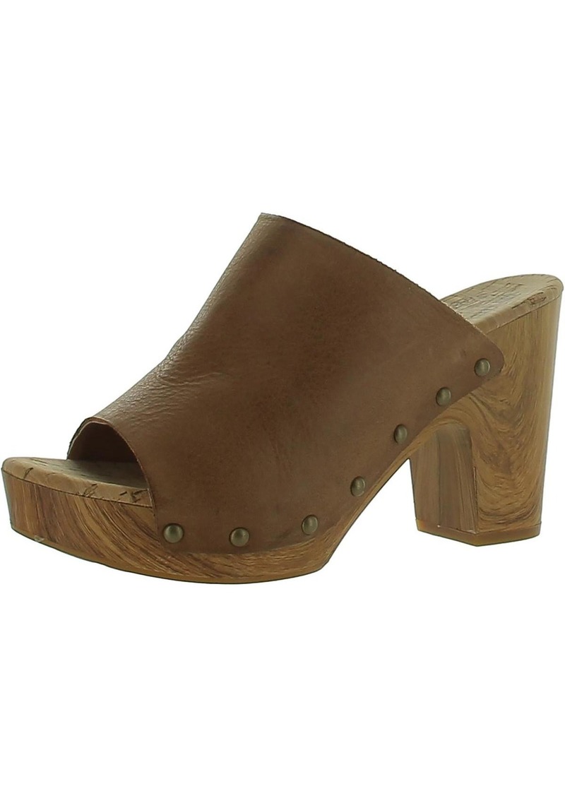 Kork-Ease Womens Leather Peep Toe Mules