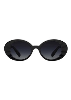 Krewe Alixe Black + Black and Crystal Oval Sunglasses