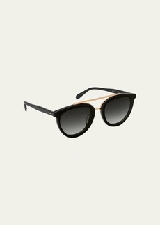 KREWE Clio Round Acetate Sunglasses  Black