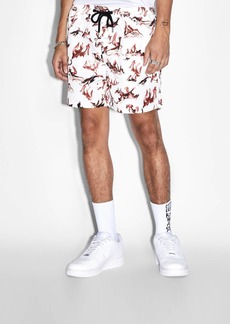 Ksubi Burnt Board Shorts In White/red