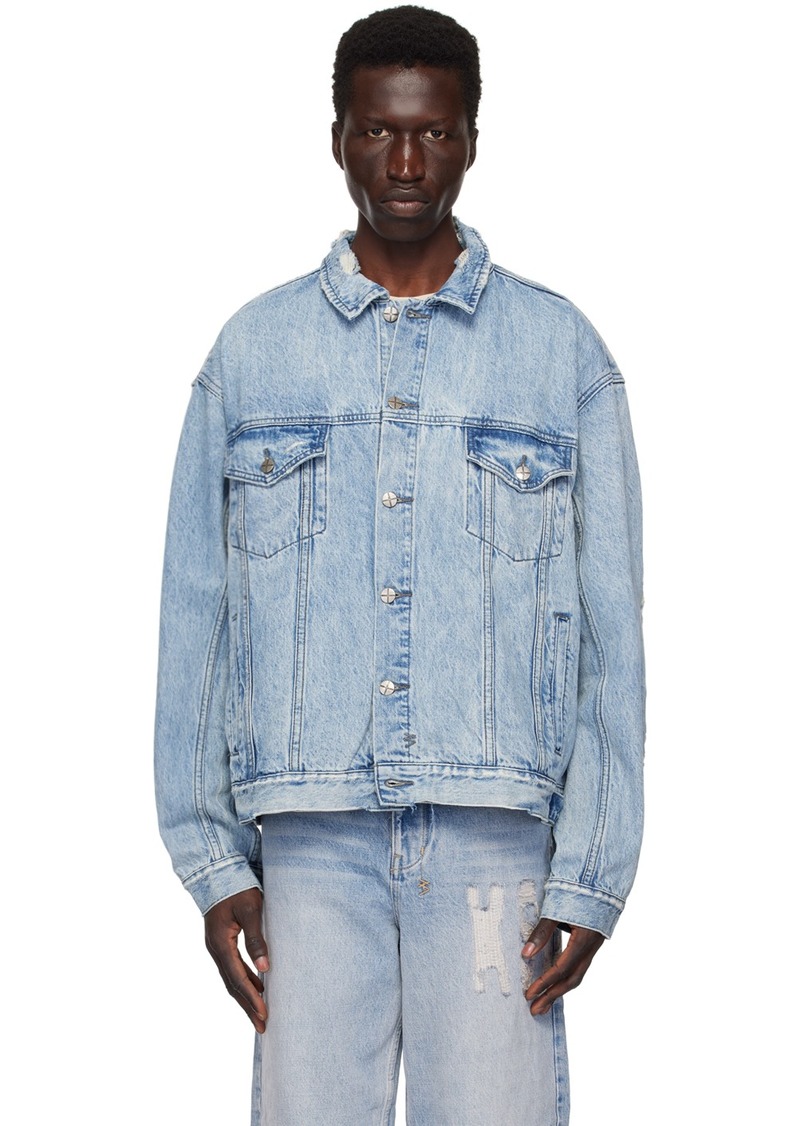 Ksubi Blue Oh G Acid Trip Trash Denim Jacket