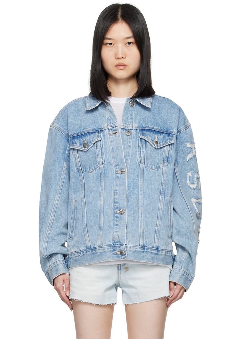 Ksubi Blue Oversized Torn Up Denim Jacket