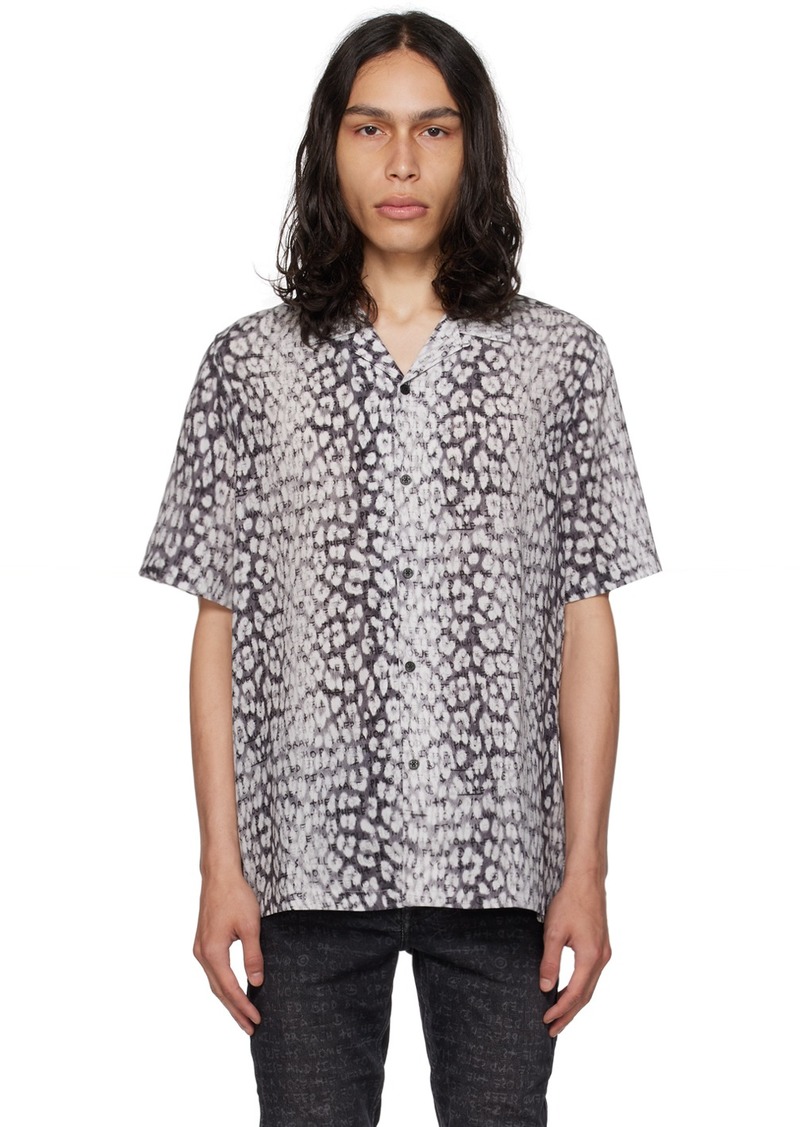 Ksubi Gray Whitenoise Leopard Resort Shirt