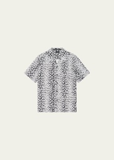 Ksubi Men's White Noise Leopard Resort Shirt