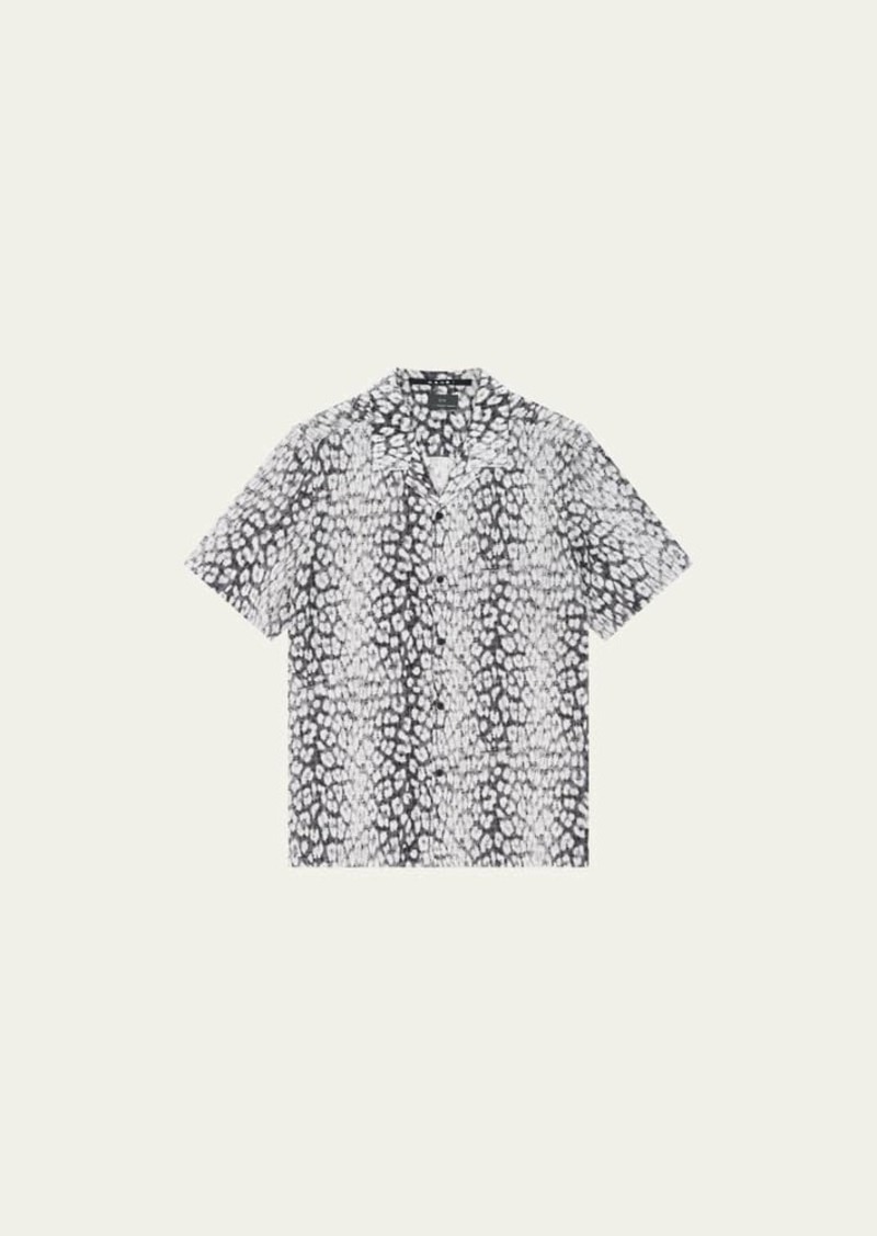 Ksubi Men's White Noise Leopard Resort Shirt