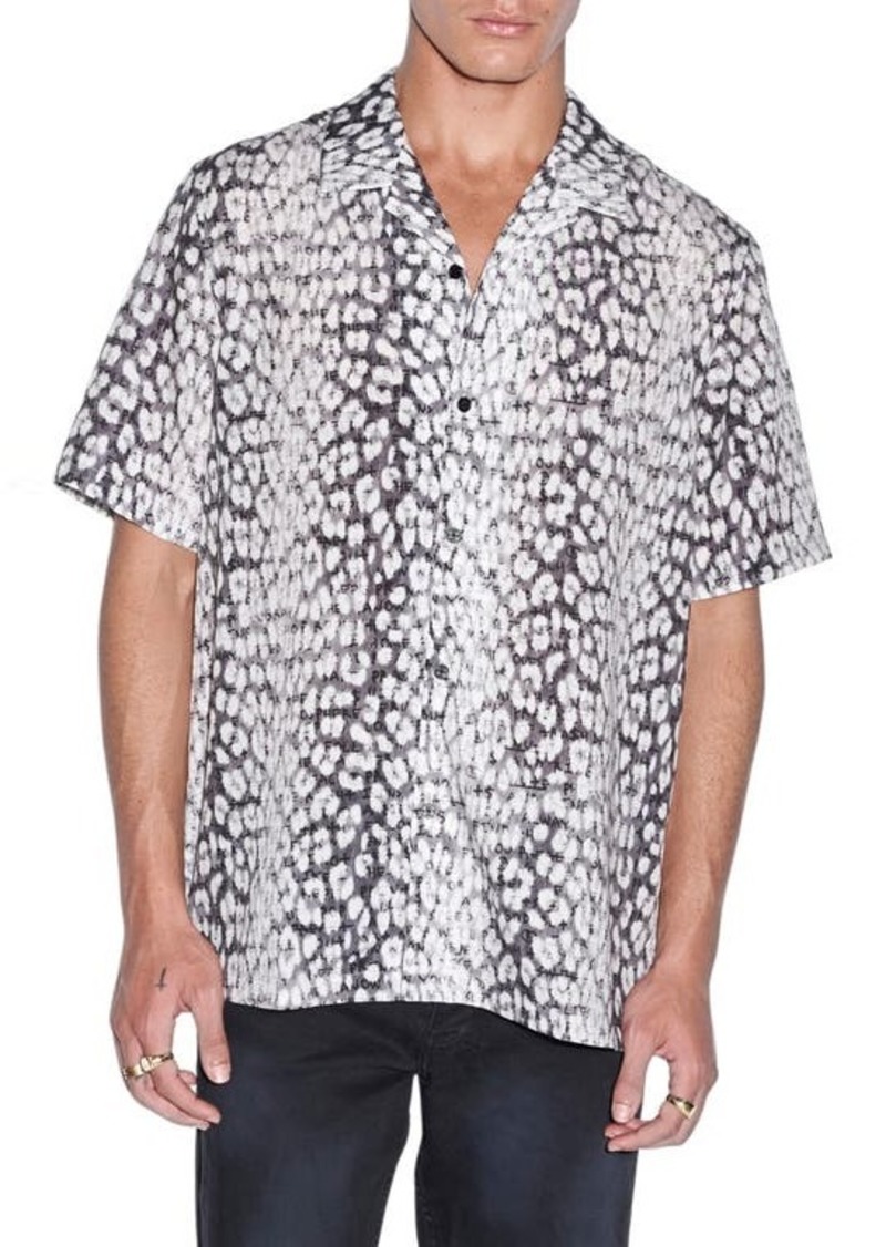 Ksubi White Noise Leopard Print Resort Short Sleeve Button-Up Shirt