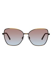 Kurt Geiger London 58mm Cat Eye Sunglasses in Gold Crystal Blue /Brown at Nordstrom Rack