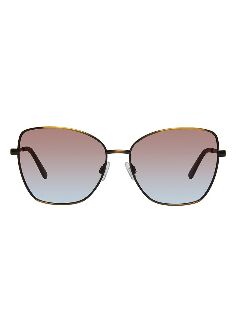 Kurt Geiger London 58mm Cat Eye Sunglasses in Gold Crystal Blue /Brown at Nordstrom Rack