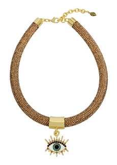 Kurt Geiger London Crystal Eye Pendant Rope Collar Necklace