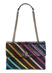 Kurt Geiger London Large Kensington Rainbow Stripe Leather Shoulder Bag