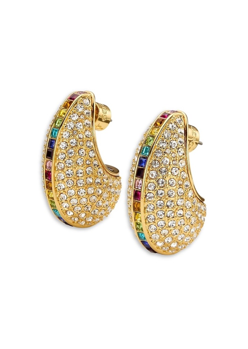 Kurt Geiger London Pave Dome Multicolor Crystal Drop Earrings in Gold Tone