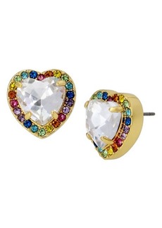 Kurt Geiger London Rainbow Pavé Crystal Heart Stud Earrings