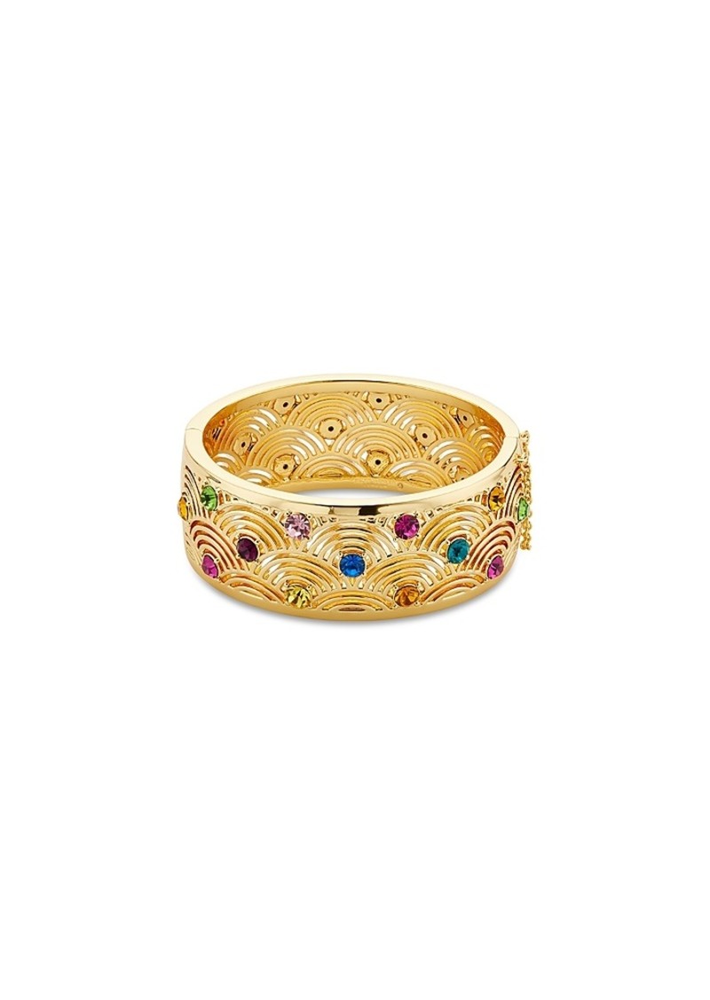 Kurt Geiger London Signature Southbank Multicolor Crystal Textured Bangle Bracelet in Gold Tone