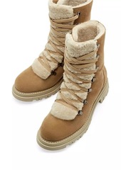 La Canadienne Diego Shearling-Trimmed Suede Booties