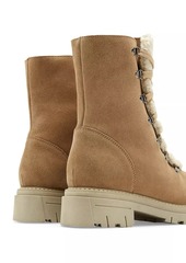 La Canadienne Diego Shearling-Trimmed Suede Booties