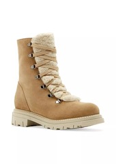 La Canadienne Diego Shearling-Trimmed Suede Booties