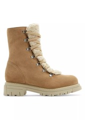 La Canadienne Diego Shearling-Trimmed Suede Booties