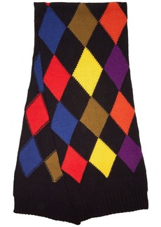 La Doublej argyle-check knitted scarf