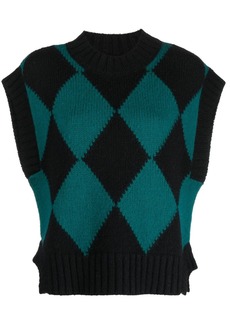 La Doublej argyle knitted vest