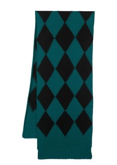 La Doublej argyle-pattern knitted scarf