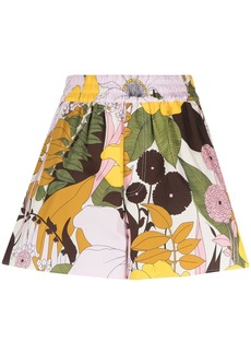 La Doublej Big Flowers-print cotton shorts
