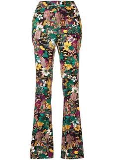 La Doublej all-over floral print bootcut trousers
