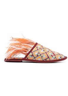 La Doublej Boudoir feather-trim slippers