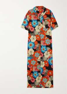 La Doublej Bowling Floral-print Cotton-blend Poplin Shirt Dress