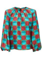 La Doublej Charming graphic-print silk blouse