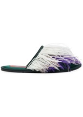 La Doublej feather-detail slippers