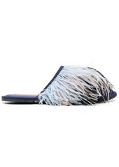 La Doublej feather-detail slippers