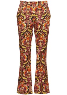 La Doublej floral-pattern flared trousers