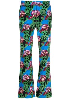 La Doublej floral-print flared trousers