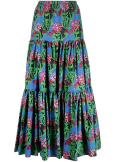 La Doublej floral-print tiered maxi dress