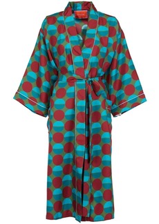 La Doublej geometric-print silk robe