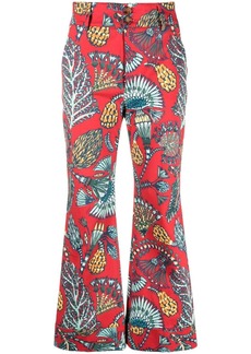 La Doublej Hendrix botanical-print flared trousers