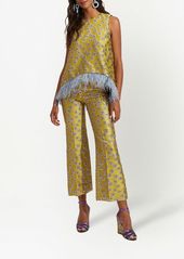 La Doublej Hendrix floral-embroidery flared trousers
