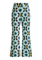 La DoubleJ - Hendrix Printed Cotton Flare Pants - Blue - XS - Moda Operandi