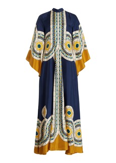 La DoubleJ - Magnifico Printed Silk Twill Maxi Dress - Navy - L - Moda Operandi