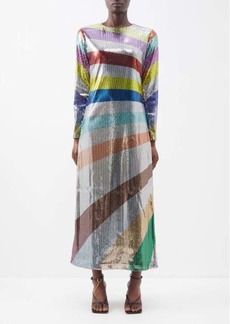 La DoubleJ - Supremes Striped Sequinned Midi Dress - Womens - Rainbow