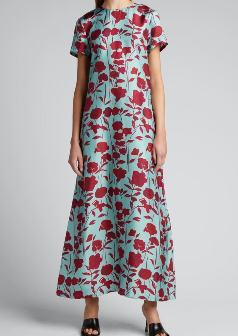 Floral-Print Silk Long Swing Dress - 60% Off!