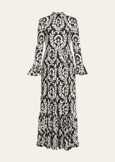 La DoubleJ Visconti Printed Flounce Maxi Dress