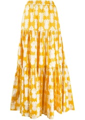 La Doublej pineapple print tiered skirt