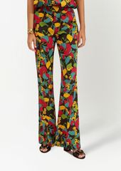 La Doublej Saturday Night floral-print flared trousers